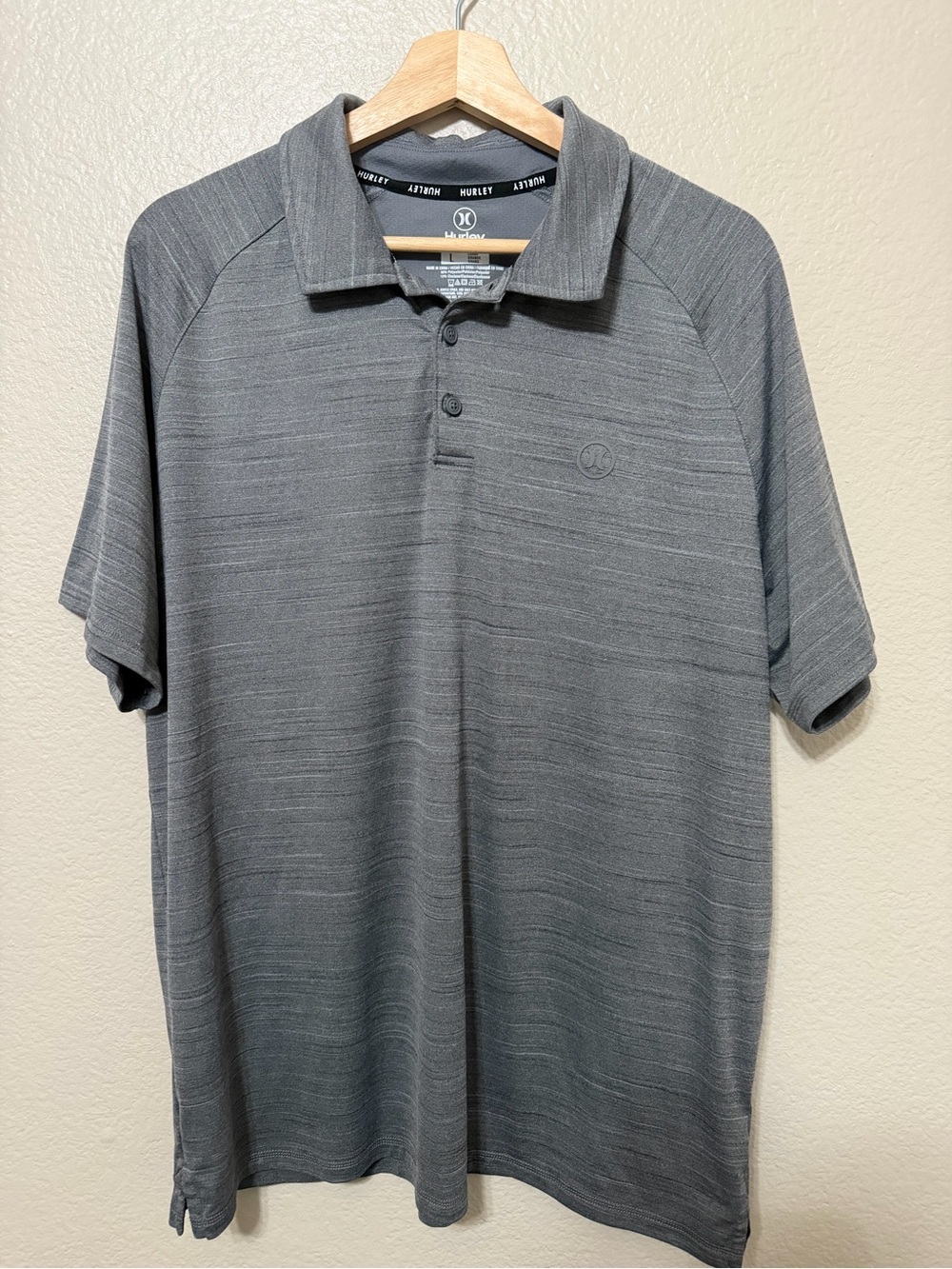 Hurley Men’s Polo Shirt Size L Grey Preppy Outdoor Causal Golf Active Wear